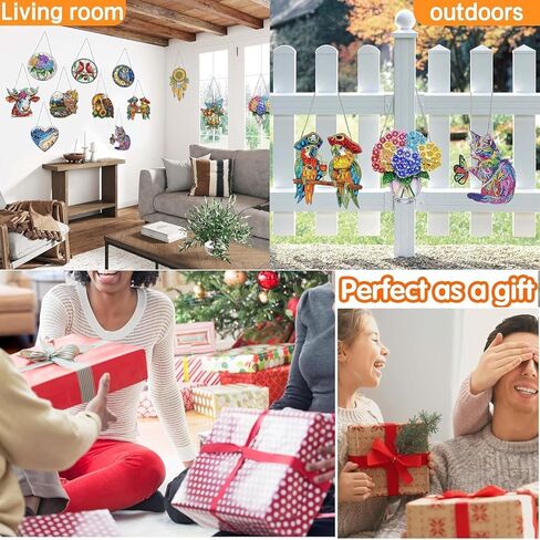 Hanging Diamond Art Kits for Adults Pendant Tree, Special Shaped Crystal DIY Diamond Painting Kit, Acrylic Board Wreath Pendants Double Sided, Home Decor 7.48 x 7.32 Inch D182 in Saudi Arabia