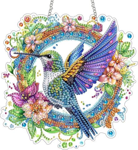 Hanging Diamond Art Kits for Adults Pendant Tree, Special Shaped Crystal DIY Diamond Painting Kit, Acrylic Board Wreath Pendants Double Sided, Home Decor 7.48 x 7.32 Inch D182 in Saudi Arabia