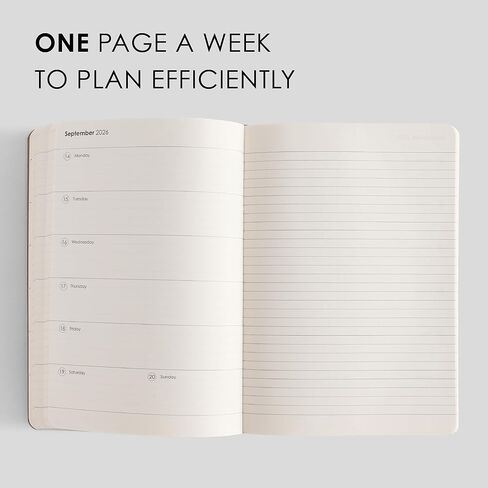 2026 Weekly Planner | Italian Vegan Leather Cover, 192 Pages, 80 GSM, A5 (5.83 x 8.27 in) | Flat Lay | Yearly Calendar, Monthly Overview & Weekly Planner Layout | Green in Kuwait