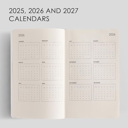 2026 Weekly Planner | Italian Vegan Leather Cover, 192 Pages, 80 GSM, A5 (5.83 x 8.27 in) | Flat Lay | Yearly Calendar, Monthly Overview & Weekly Planner Layout | Green in Kuwait