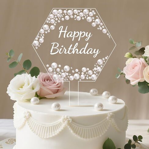 غلاف كعكة عيد ميلاد سعيد من Coucoland - ديكور كعكة أكريليك على شكل قلب مع أحجار الراين المتلألئة واللؤلؤ لمستلزمات الحفلات in Kuwait