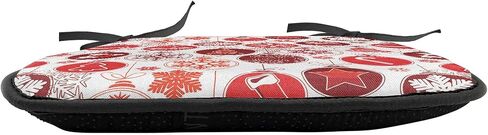 Ambesonne Winter Chair Seating Cushion Set of 4, Old Fashioned Christmas Hearts and Swirls Vintage Composition, Anti-Slip Seat Padding for Kitchen & Patio, 16"x16", Vermilion Yellow White in Kuwait