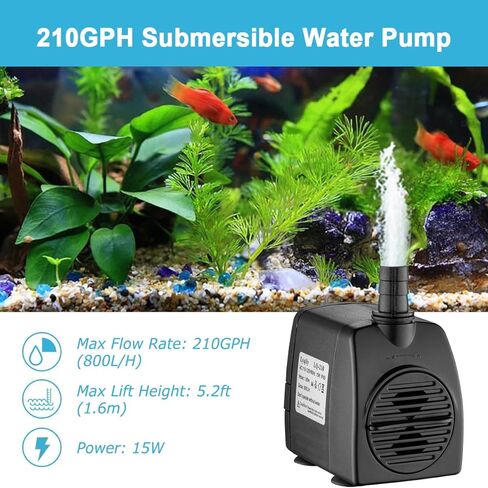 160GPH Ultra Quiet 600L/H 10W Submersible Water Pump with 3.9ft High Lift for Fountains, Hydroponics, Ponds, Aquariums, Fish Tank in Saudi Arabia