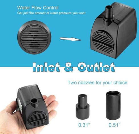 160GPH Ultra Quiet 600L/H 10W Submersible Water Pump with 3.9ft High Lift for Fountains, Hydroponics, Ponds, Aquariums, Fish Tank in Saudi Arabia