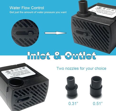 مضخة مياه غاطسة 160GPH فائقة الهدوء 600 لتر/ساعة 10 وات مع رفع عالٍ 3.9 قدم للنوافير والزراعة المائية والبرك وأحواض السمك وخزان الأسماك in Kuwait