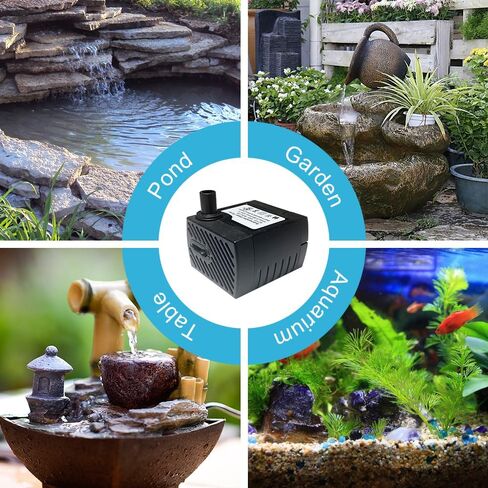 مضخة مياه غاطسة 160GPH فائقة الهدوء 600 لتر/ساعة 10 وات مع رفع عالٍ 3.9 قدم للنوافير والزراعة المائية والبرك وأحواض السمك وخزان الأسماك in Kuwait
