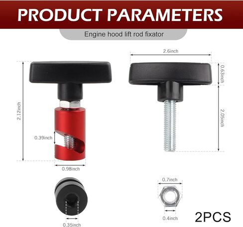 2 PCS Hood Lifting Strut Clamps, Aluminum Alloy Hood Prop Rod Tool, Multi-purpose Lift Support Rod Retainer Clamps, Universal for Most Cars, Trucks, SUVs (Red) in Saudi Arabia