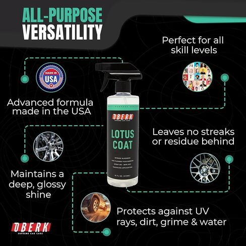 Oberk Lotus Coat SiO₂ Spray Sealant – High Gloss Spray for Cars – Touchless or Wipe-On – Protects Paint, Wheels & Glass – Safe for Coatings – Easy Car Wax Alternative (16 oz) in Saudi Arabia