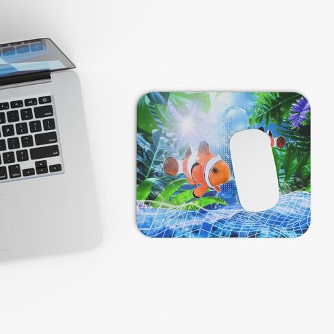 Frutiger Aero Mouse Pad, 9"x8" Rectangular, Y2K Nostalgic Retro Computer Aesthetic, 2000s Style Gift, Rectangle Shape for All Desk Sizes (Clownfish Cove) in Saudi Arabia