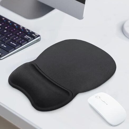 Ergonomic Mouse Pad with Gel Wrist Support, Comfortable Mousepad with Smooth Wrist Rest Surface and Non-Slip PU Base for Pain Relief, Computer, Laptop, Office & Home, 9.4 X 8.1 in, Black Color in Saudi Arabia