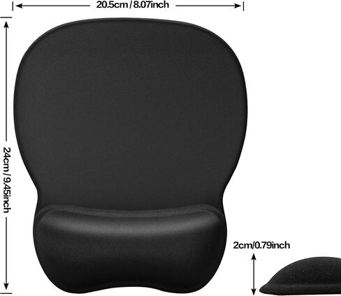 Ergonomic Mouse Pad with Gel Wrist Support, Comfortable Mousepad with Smooth Wrist Rest Surface and Non-Slip PU Base for Pain Relief, Computer, Laptop, Office & Home, 9.4 X 8.1 in, Black Color in Saudi Arabia
