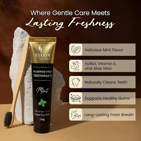 Fluoride Free Brightening Natural Toothpaste Mint Adult 5.3 oz (150g) by Cocó March in Saudi Arabia