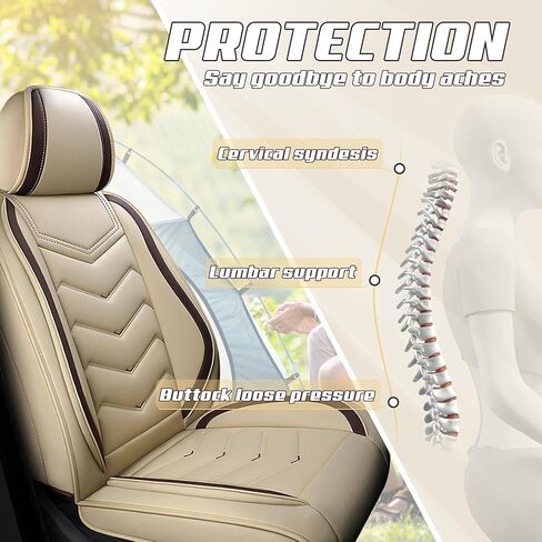 Car Seat Covers Fit for Lexus 2000-2026, Stylish Sport Seat Covers, Waterproof Wear-Resistant Premium Nappa Leather Car Seat Covers.(2 Pcs Front/Beige) in Saudi Arabia