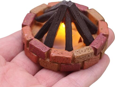 LED Miniature Campfire Light, Dollhouse Decoration with Brick Base and Wood Logs, Outdoor Scene Prop Doll Furniture in Saudi Arabia