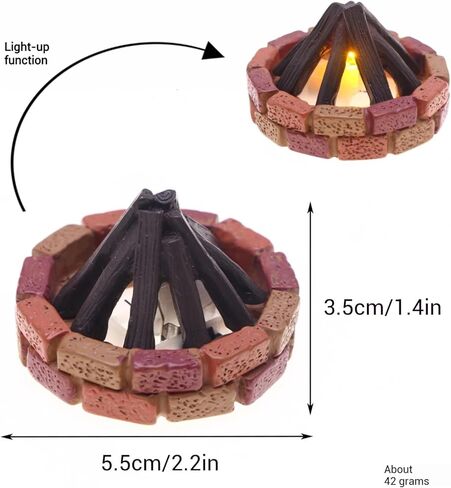 LED Miniature Campfire Light, Dollhouse Decoration with Brick Base and Wood Logs, Outdoor Scene Prop Doll Furniture in Saudi Arabia