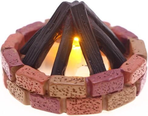 LED Miniature Campfire Light, Dollhouse Decoration with Brick Base and Wood Logs, Outdoor Scene Prop Doll Furniture in Saudi Arabia
