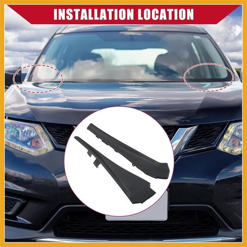 66895-4CL0A / Front Left Right/Windshield Wiper Side Cowl Extension Trim for Nissan Rogue 2014-2019 / Durable/Plastic / 1 Set/Black Replacement in Saudi Arabia