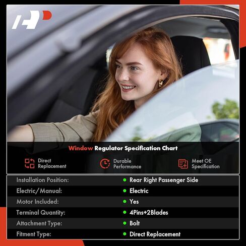 منظم نوافذ كهربائي ممتاز لجانب الركاب الخلفي الأيمن مع محرك متوافق مع Honda CR-V CRV 2017-2022 in Kuwait
