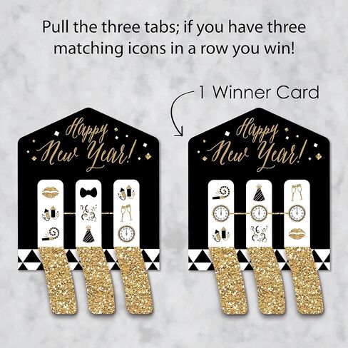 Big Dot of Happiness New Year’s Eve - Gold - New Years Eve Party Game Pickle Cards - Pull Tabs 3-in-a-Row - Set of 12 in Saudi Arabia