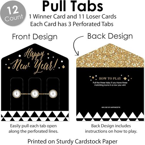 Big Dot of Happiness New Year’s Eve - Gold - New Years Eve Party Game Pickle Cards - Pull Tabs 3-in-a-Row - Set of 12 in Saudi Arabia