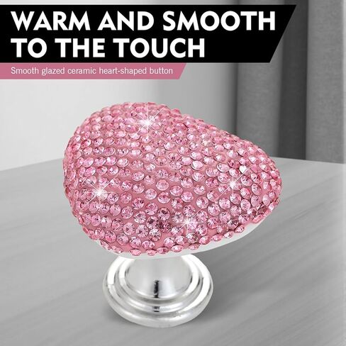Car Heart Start Button Cover, Bling Anti-scratch Ceramic Engine Start/Stop Joystick, Press-designed Push to Start Button Decor Protector, Universal for Most Cars (Pink) in Saudi Arabia