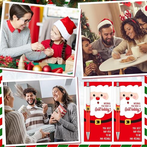 30 مجموعة من أقلام عيد الميلاد هدايا السائبة بريق عيد الميلاد عطلة سانتا كلوز أقلام حبر جاف قابلة للسحب مع بطاقات للطلاب البالغين الموظفين مكتب المنزل المدرسة تخزين المواد عطلة لوازم الحفلات in Kuwait