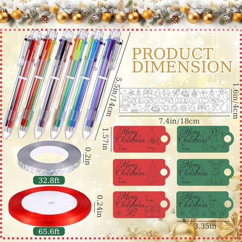 25 Sets Christmas Classroom Gifts Set Color Your Own Bookmarks DIY Xmas Party Favors Bookmarks Craft 6-in-1 Multicolor Ballpoint Pen for Party Goodie Bag Gift in Saudi Arabia