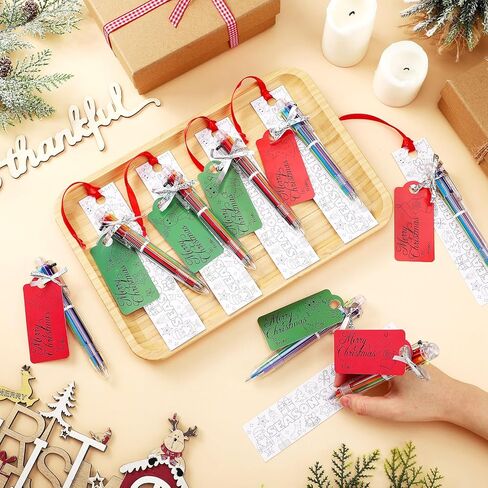 25 Sets Christmas Classroom Gifts Set Color Your Own Bookmarks DIY Xmas Party Favors Bookmarks Craft 6-in-1 Multicolor Ballpoint Pen for Party Goodie Bag Gift in Saudi Arabia