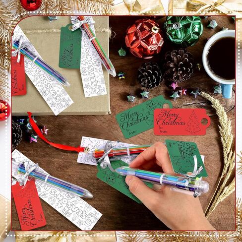 25 Sets Christmas Classroom Gifts Set Color Your Own Bookmarks DIY Xmas Party Favors Bookmarks Craft 6-in-1 Multicolor Ballpoint Pen for Party Goodie Bag Gift in Saudi Arabia