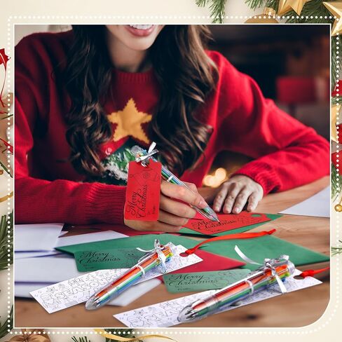 25 Sets Christmas Classroom Gifts Set Color Your Own Bookmarks DIY Xmas Party Favors Bookmarks Craft 6-in-1 Multicolor Ballpoint Pen for Party Goodie Bag Gift in Saudi Arabia