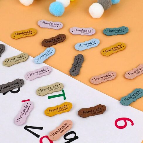 10PCS Handmade Leather Tags with Heart Cutouts - Colorful DIY Clothing Labels - Premium Leather Patches(Random Colors) in Saudi Arabia