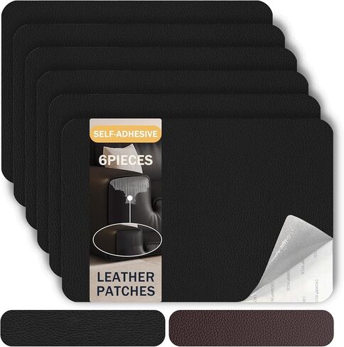 Self Adhesive Leather Repair Patch, 6 Piece 7.87x11 Inch Waterproof Leather Couch Patch Kit for Furniture Sofas, Car Seats, Chairs, Easy Peel & Stick, Cut to Size (Dark Brown) in Saudi Arabia