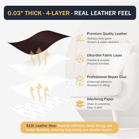 Self Adhesive Leather Repair Patch, 6 Piece 7.87x11 Inch Waterproof Leather Couch Patch Kit for Furniture Sofas, Car Seats, Chairs, Easy Peel & Stick, Cut to Size (Dark Brown) in Saudi Arabia