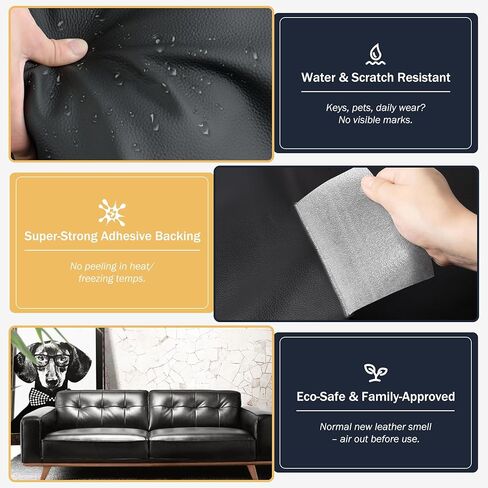 Self Adhesive Leather Repair Patch, 6 Piece 7.87x11 Inch Waterproof Leather Couch Patch Kit for Furniture Sofas, Car Seats, Chairs, Easy Peel & Stick, Cut to Size (Dark Brown) in Saudi Arabia