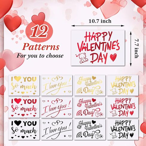 12 Pieces Happy Birthday Balloon Sticker Bobo Party Balloon Stickers PVC Letter Stickers Balloon Decals Birthday Paster for DIY Birthday Mother's Day Wedding Party Decoration Supplies (Classic) in Saudi Arabia