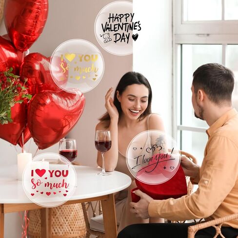 12 Pieces Happy Birthday Balloon Sticker Bobo Party Balloon Stickers PVC Letter Stickers Balloon Decals Birthday Paster for DIY Birthday Mother's Day Wedding Party Decoration Supplies (Classic) in Saudi Arabia