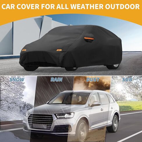All-Weather Waterproof Car Cover - UV-Resistant Outdoor Full Exterior Protection for BMW 2 Series Sedan 190T-PU Black with Right Side Zipper in Saudi Arabia