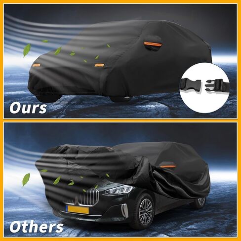 All-Weather Waterproof Car Cover - UV-Resistant Outdoor Full Exterior Protection for BMW 2 Series Sedan 190T-PU Black with Right Side Zipper in Saudi Arabia