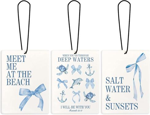 معطر هواء للسيارة من Preppy Beachy Seashell East Coast معلق 3 قطع، معطر هواء على شكل صدف ساحلي لدرج خزانة السيارات أو الكتب، ملحقات سيارة لطيفة، هدايا ديكور مرآة للنساء in Kuwait