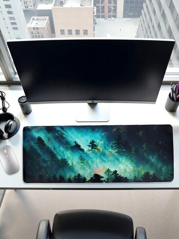 31x11.7 Inches Mouse Mat XXL Large Green Forest Background Pattern Mouse Pad Long Extended Desk Mat in Saudi Arabia