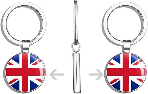 Union Jack UK British Flag Map Round Steel Metal Key Chain Keychain Ring Double Sided Deisgn in Saudi Arabia