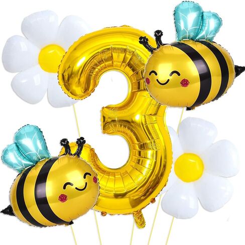 Bee Balloons Daisy Balloons Gold Number 3 Balloon for Bee Themed Birthday Party Gender Reveal Baby Shower Decorations in Saudi Arabia