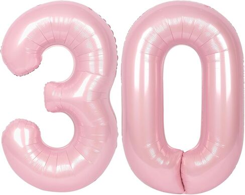 SUWEN 40 Inch Large Pink 30 Balloon Numbers Big Foil Helium Number Balloons 0-9 Jumbo Happy 30th Mylar Birthday Party Decorations for Women Anniversary Party Supplies in Saudi Arabia