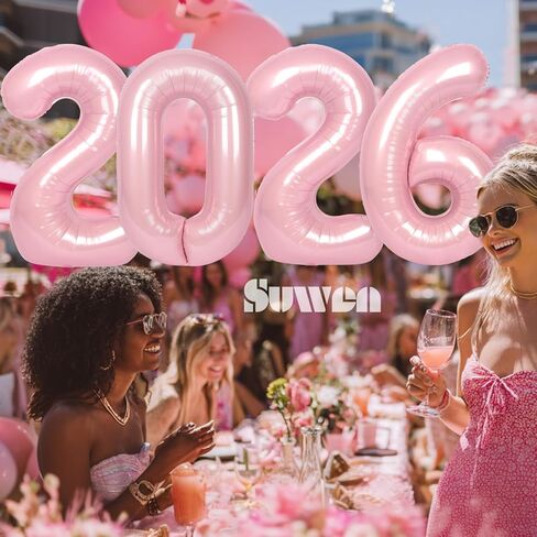 SUWEN 40 Inch Large Pink 30 Balloon Numbers Big Foil Helium Number Balloons 0-9 Jumbo Happy 30th Mylar Birthday Party Decorations for Women Anniversary Party Supplies in Saudi Arabia