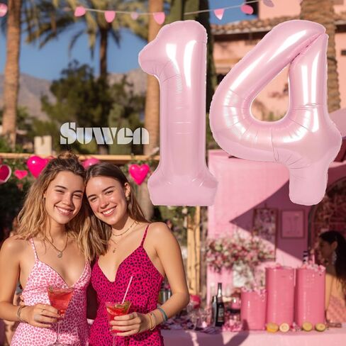 SUWEN 40 Inch Large Pink 30 Balloon Numbers Big Foil Helium Number Balloons 0-9 Jumbo Happy 30th Mylar Birthday Party Decorations for Women Anniversary Party Supplies in Saudi Arabia