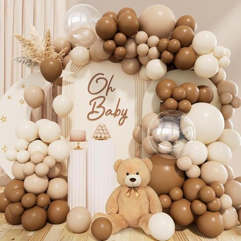 158 قطعة طقم قوس بالون بني نيتورال بالون جارلاند طقم قوس بأحجام مختلفة بني بيج عاري تان أبيض بالونات رملية لدب نيتورال زينة استحمام الطفل حفل زفاف وحفلات أعياد الميلاد in Kuwait