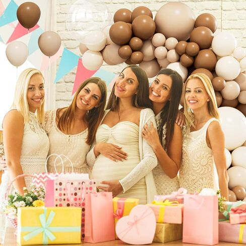 158 قطعة طقم قوس بالون بني نيتورال بالون جارلاند طقم قوس بأحجام مختلفة بني بيج عاري تان أبيض بالونات رملية لدب نيتورال زينة استحمام الطفل حفل زفاف وحفلات أعياد الميلاد in Kuwait