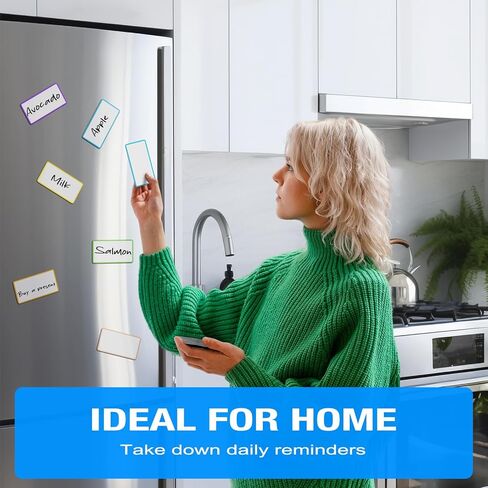 Dry Erase Magnetic Labels - 30PCS 2"x4" Reusable Blank Name Tag Magnets with Marker for Classroom - Colored Write On Strips Stickers for Whiteboard Locker Fridge Shelf Cabinet Accessories in Saudi Arabia