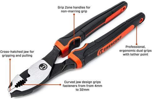 Crescent Z2 Dual Material Slip Joint Pliers - Cushion Grip Wire Cutter Hand Tool for Home Improvement & Repair - 6" - HTZ26CG in Saudi Arabia