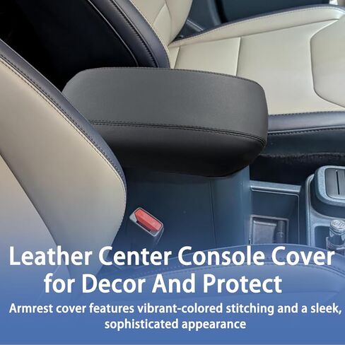 Center Console Armrest Cover Fit for Ford Maverick Accessories 2022-2025 2026 Armrest Case Arm Rest Storage Box Pad Console lid Protector Leather Seat Box Cushion (Black Stitches) in Saudi Arabia